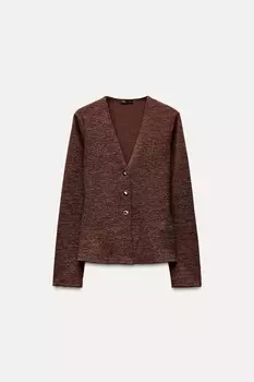 Мягкий кардиган на пуговицах ZARA, терракота