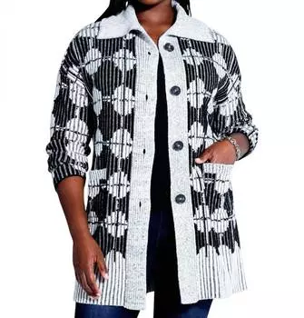 Мягкий кардиган в горошек черного цвета Multi Nic + Zoe