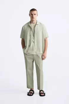 Мягкий кардиган в ребро ZARA, светло-зеленый