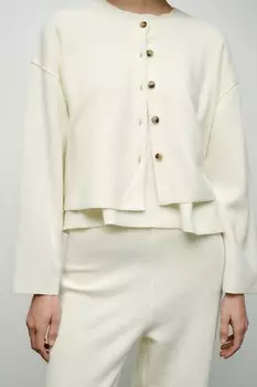 Мягкий кардиган в рубчик ZARA, экрю