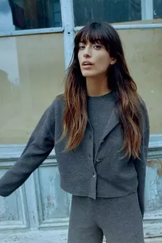 Мягкий кардиган в рубчик ZARA, серый