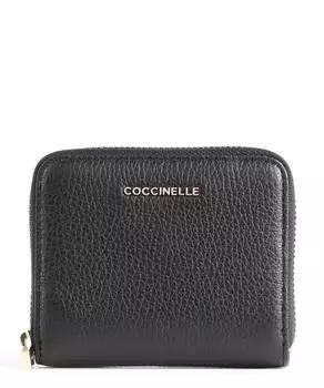 Мягкий кошелек металлик из зерненой кожи Coccinelle, черный