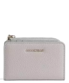 Мягкий кошелек металлик из зерненой кожи Coccinelle, серый