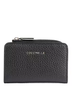 Мягкий кошелек металлик из зерненой кожи Coccinelle, черный