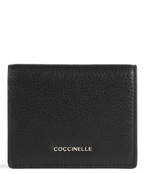 Мягкий кошелек металлик из зерненой кожи Coccinelle, черный