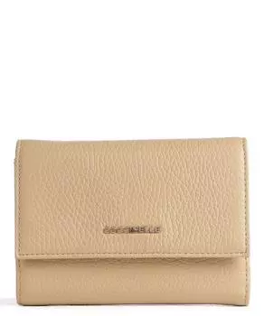 Мягкий кошелек металлик из зерненой кожи Coccinelle, бежевый