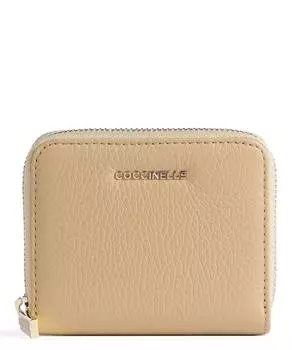 Мягкий кошелек металлик из зерненой кожи Coccinelle, бежевый