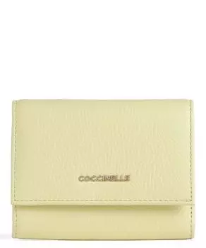 Мягкий кошелек металлик из зерненой кожи Coccinelle, желтый