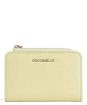 Мягкий кошелек металлик из зерненой кожи Coccinelle, желтый