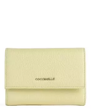 Мягкий кошелек металлик из зерненой кожи Coccinelle, желтый