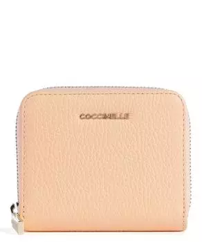 Мягкий кошелек металлик из зерненой кожи Coccinelle, оранжевый