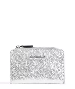 Мягкий кошелек металлик из зерненой кожи Coccinelle, серебряный