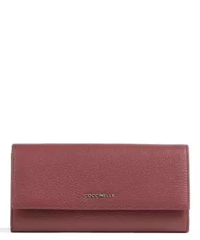 Мягкий кошелек металлик из зерненой кожи Coccinelle, коричневый