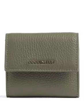 Мягкий кошелек металлик из зерненой кожи Coccinelle, зеленый