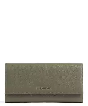 Мягкий кошелек металлик из зерненой кожи Coccinelle, зеленый