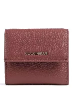 Мягкий кошелек металлик из зерненой кожи Coccinelle, коричневый