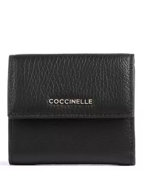 Мягкий кошелек металлик из зерненой кожи Coccinelle, черный