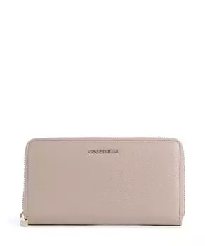 Мягкий кошелек металлик из зерненой кожи Coccinelle, белый