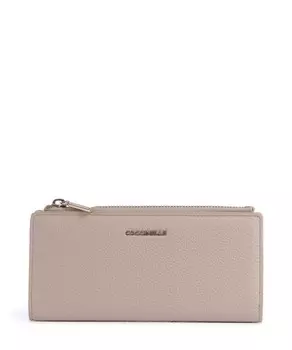 Мягкий кошелек металлик из зерненой кожи Coccinelle, белый