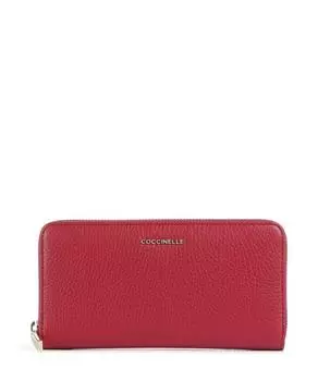 Мягкий кошелек металлик из зерненой кожи Coccinelle, красный