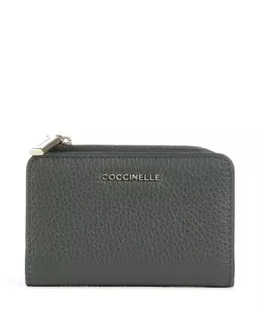 Мягкий кошелек металлик из зерненой кожи Coccinelle, зеленый