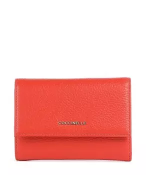 Мягкий кошелек металлик из зерненой кожи Coccinelle, оранжевый