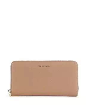 Мягкий кошелек металлик из зерненой кожи Coccinelle, коричневый