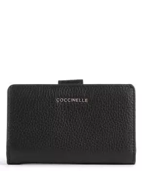 Мягкий кошелек металлик из зерненой яловой кожи Coccinelle, черный