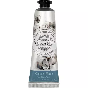 Мягкий крем для рук для женщин 30 мл с ароматом хлопка и мускуса Durance