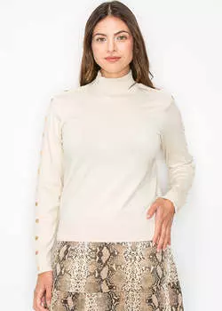 Мягкий кремовый пуловер с пуговицами на рукавах Yal New York