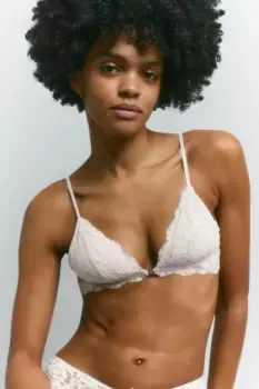 Мягкий кружевной бюстгальтер H&M, бежевый