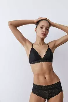 Мягкий кружевной бюстгальтер с подкладкой H&M, черный