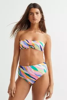 Мягкий лиф бикини-бандо H&amp;M, розовый/узор