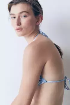 Мягкий лиф бикини с треугольными чашечками H&M, синий