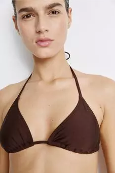Мягкий лиф бикини с треугольными чашечками H&M, коричневый
