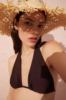 Мягкий лиф бикини с треугольными чашечками H&amp;M, коричневый
