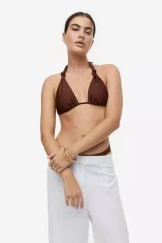 Мягкий лиф бикини с треугольными чашечками H&M, темно коричневый