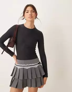 Мягкий матовый боди с длинными рукавами черного цвета Abercrombie & Fitch