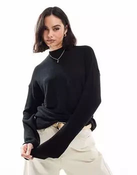 Мягкий на ощупь топ с длинными рукавами Pull&Bear черного цвета