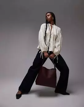 Мягкий на ощупь топ с завязками спереди цвета пахты Topshop