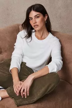 Мягкий на ощупь вязаный джемпер с узором «фэйр айл» с круглым вырезом Next, белый