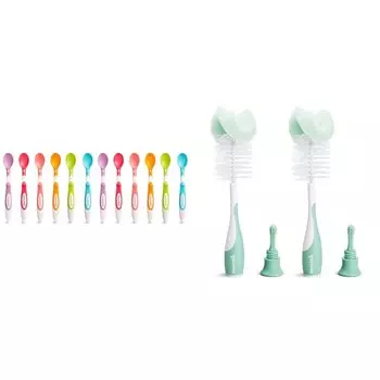 Мягкий наконечник Munchkin® Детские ложки TM, 12 шт. и губка Щетка для бутылочек TM, набор из 2 упаковок для детского кормления