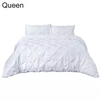 Мягкий однотонный комплект постельного белья со складками, пододеяльник, наволочка - белая королева Stuttg