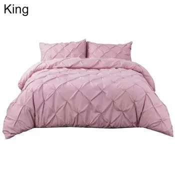 Мягкий однотонный комплект постельного белья со складками, пододеяльник, наволочка-розовый король Stuttg