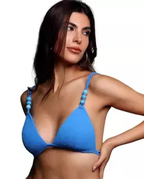 Мягкий однотонный треугольный верх бикини Karla Vivian, синий