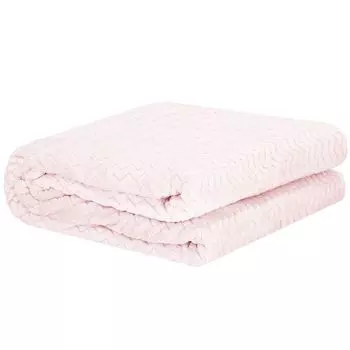 Мягкий плед 130 х 180 см с зигзагообразным узором, уютный плед, плед на кресло, яркое покрывало для гостиной Springos, розовый