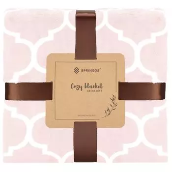 Мягкий плед 150х200, плед из микрофибры Рождественская сова Springos, розовый