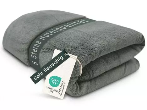 Мягкий плед, 150х200 см, серый с мотивом оленя, 60% хлопок/40% полиакрил Zollner