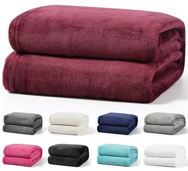 Мягкий плед 220х240 см бордовый, пушистый, теплый, уютный плед, флисовый плед leonado vicenti