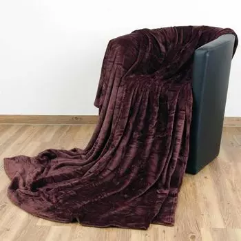 Мягкий плед "Целина" - качественный пушистый плед, 220 х 240 см - лосось. Bestlivings, коричневый